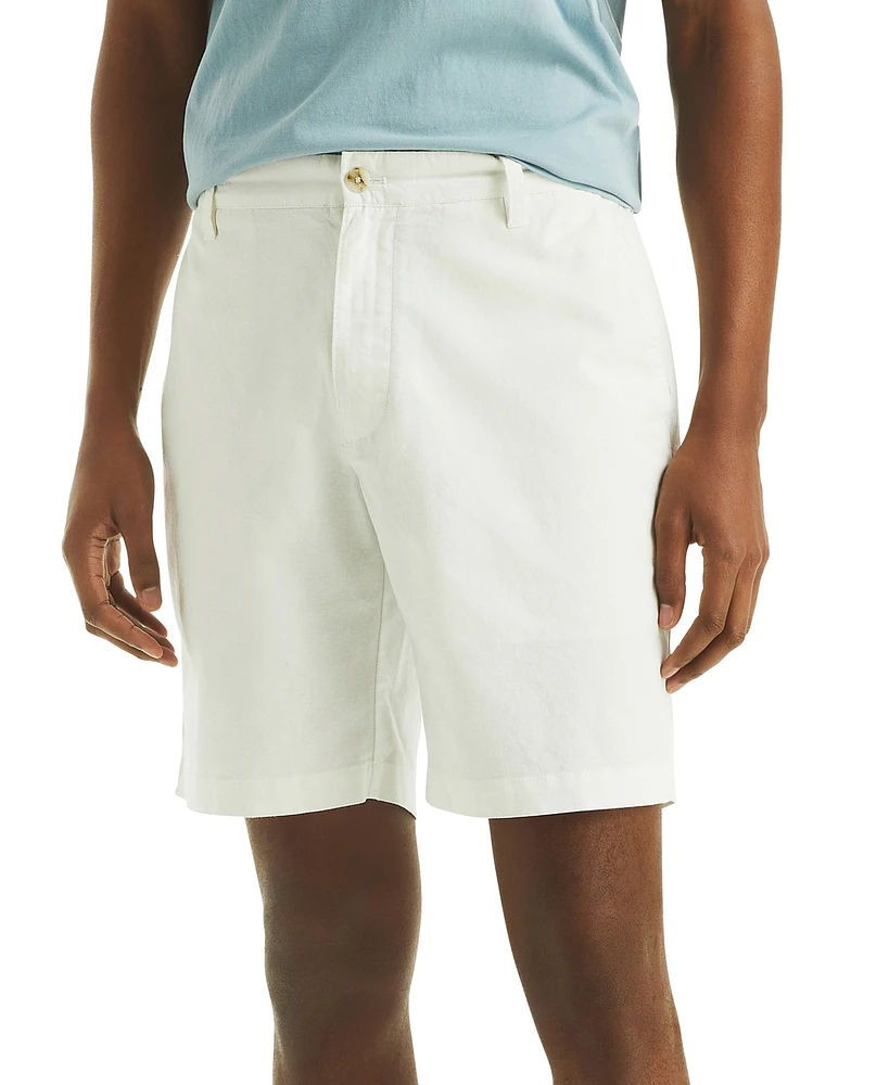 Nautica Men's Flat Front Linen-Blend 8.5" Deck Shorts