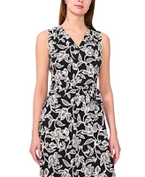 Sam & Jess Women's Printed V-Neck Tie-Waist Midi Dress