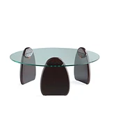 Manhattan Comfort 35.43" Artesia Modern Tempered Glass Top Coffee Table