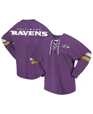 Fanatics Women's Purple Baltimore Ravens Spirit Jersey Lace-Up V-Neck Long Sleeve T-Shirt