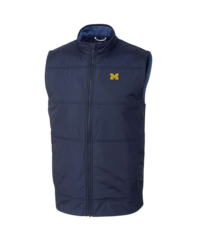 Cutter & Buck Men's Navy Michigan Wolverines Stealth Full-Zip Vest