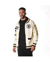 The Wild Collective Men's and Women's Cream Boston Bruins Jacquard Full-Zip Sweater