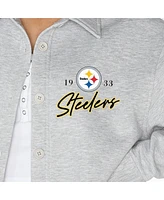 Gameday Couture Women's Ash Pittsburgh Steelers Full-Button Long Sleeve Overshirt