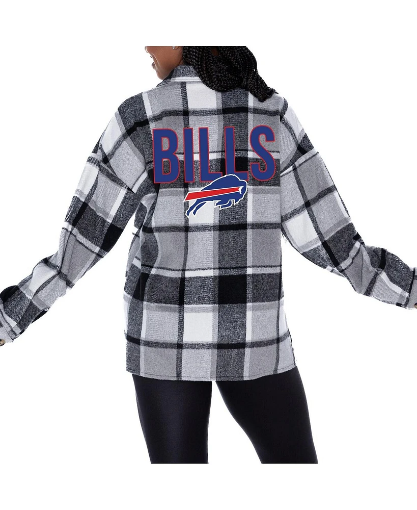 Gameday Couture Women's Gray Buffalo Bills Fieldside Fun Plaid Button-Up Overshirt