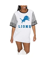 Gameday Couture Women's White/Gray Detroit Lions Bling It Full Sequin Jersey Dress