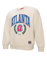 Mitchell & Ness Women's Cream Atlanta Braves Cooperstown Collection Laurel Pullover Sweatshirt