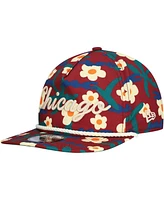 New Era Men's Crimson Chicago Bulls Vacation Floral Golfer Snapback Hat