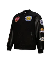 Mitchell & Ness Men's Black Golden State Warriors Hardwood Classics Blackout Collection Full-Snap Varsity Jacket