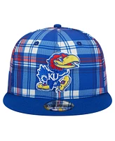 New Era Men's Royal Kansas Jayhawks Plaid 9FIFTY Snapback Hat