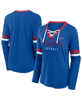 Fanatics Women's Royal Buffalo Bills Plus Won Done Lace-Up V-Neck Long Sleeve T-Shirt