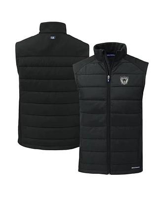 Cutter & Buck Men's Black Las Vegas Raiders Throwback Evoke Hybrid Eco Softshell Full-Zip Vest