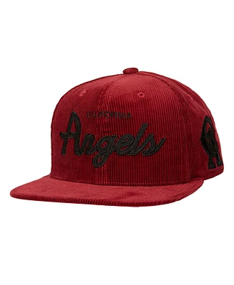 Mitchell & Ness Men's Red California Angels Corduroy Snapback Hat