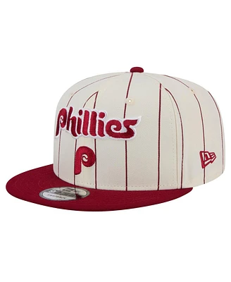 New Era Men's White Philadelphia Phillies Jersey Pinstripe 9FIFTY Snapback Hat