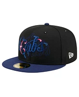 New Era Men's Black Chicago Cubs Shadow Stitch 59FIFTY Fitted Hat