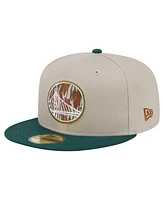 New Era Men's Natural/Hunter Green Golden State Warriors Lifestyle Tree Bark 59FIFTY Fitted Hat