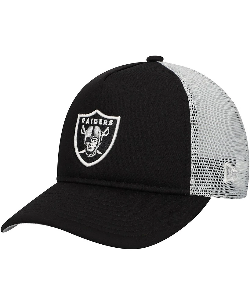 New Era Big Boys and Girls Black Las Vegas Raiders A-Frame 9FORTY Trucker Adjustable Hat