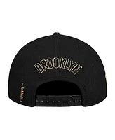 Pro Standard Men's Black Brooklyn Nets Metallic Logo Pinch Front Adjustable Hat