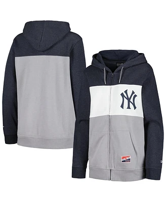 New Era Women's Navy York Yankees Color Block Full-Zip Hoodie Jacket