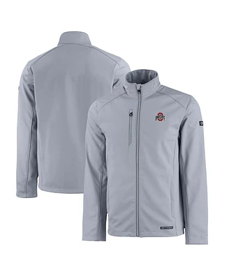 Cutter & Buck Men's Gray Ohio State Buckeyes Primary Logo Evoke Eco Softshell Full-Zip Jacket