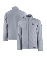 Cutter Buck Men's Gray Ohio State Buckeyes Primary Logo Evoke Eco Softshell Full-Zip Jacket