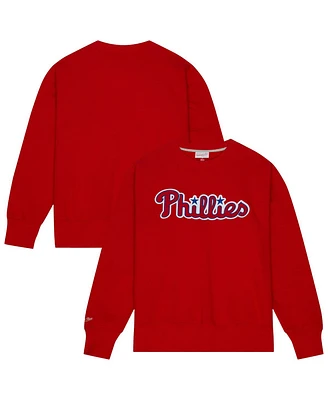 Mitchell & Ness Men's Red Philadelphia Phillies Playoff Win Vintage 2.0 Pullover Sweatshirt