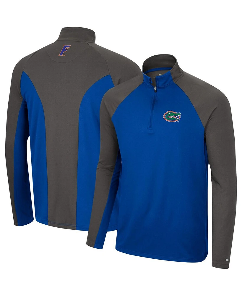 Colosseum Men's Royal/Charcoal Florida Gators Two Yutes Raglan Quarter-Zip Windshirt