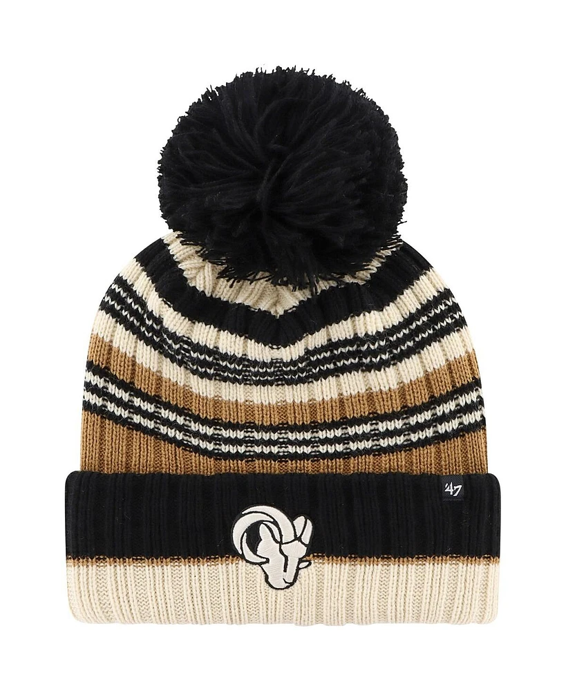 '47 Brand Women's Natural Los Angeles Rams Barista Cuffed Knit Hat with Pom