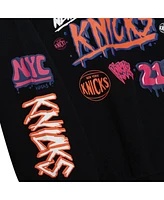 Mitchell & Ness Women's Black New York Knicks Slap Sticker Lightweight Pullover Sweatshirt