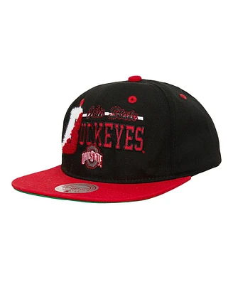 Mitchell & Ness Men's Black/Scarlet Ohio State Buckeyes Varsity Letter Snapback Hat