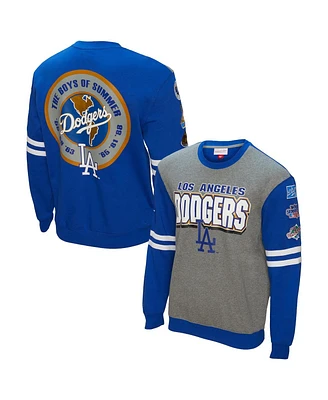 Mitchell & Ness Men's Gray Los Angeles Dodgers Allover 2.0 Pullover Sweatshirt