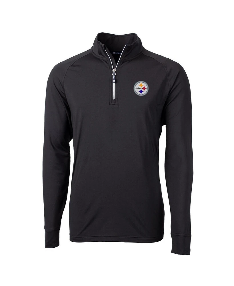 Cutter & Buck Men's Black Pittsburgh Steelers Big Tall Adapt Knit Quarter-Zip Pullover Jacket