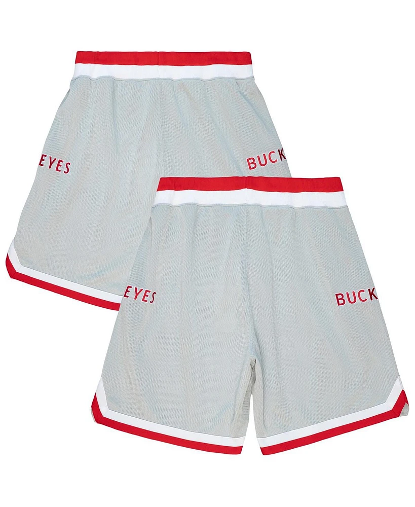 Mitchell & Ness Men's Silver Ohio State Buckeyes 1991 Alternate Authentic Shorts