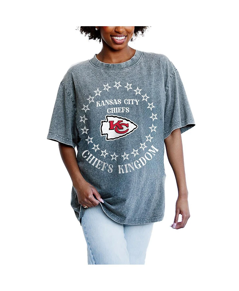 Gameday Couture Women's Gray Kansas City Chiefs On Point Oversized Slogan T-Shirt