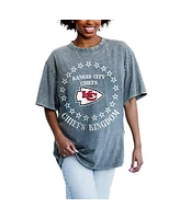 Gameday Couture Women's Gray Kansas City Chiefs On Point Oversized Slogan T-Shirt