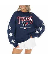 Gameday Couture Women's Navy Houston Texans Rhinestone Star Sleeve Settle the Score Tri-Blend Pullover