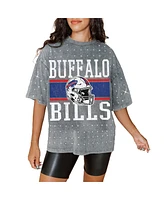 Gameday Couture Women's Gray Buffalo Bills Oversized Mini Rhinestone Classic T-Shirt