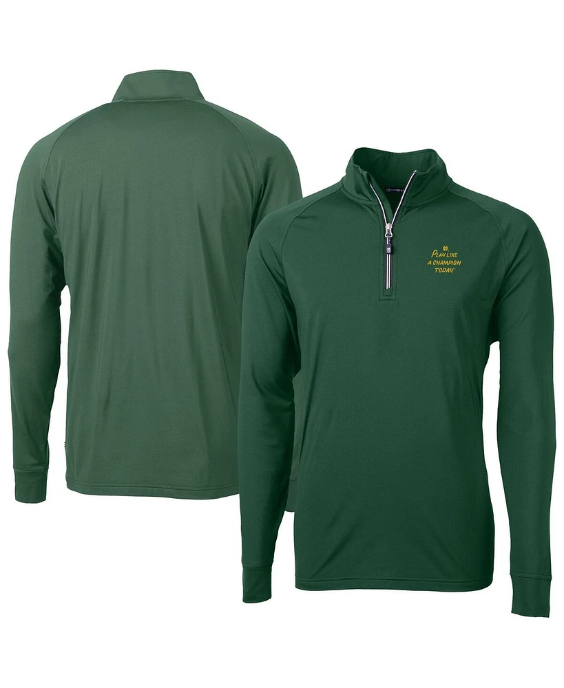 Cutter Buck Men's Hunter Green Notre Dame Fighting Irish Play Like A Champion Today Adapt Eco Knit Stretch DryTec Quarter-Zip Top