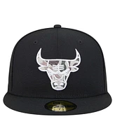 New Era Men's Black Chicago Bulls Camo Print Uv 59FIFTY Fitted Hat