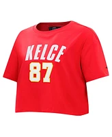 Pro Standard Women's Travis Kelce Red Kansas City Chiefs Player Name Number Cropped Boxy T-Shirt