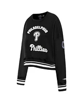 Pro Standard Women's Black Philadelphia Phillies Cultivated Pearl Cropped Pullover Sweatshirt