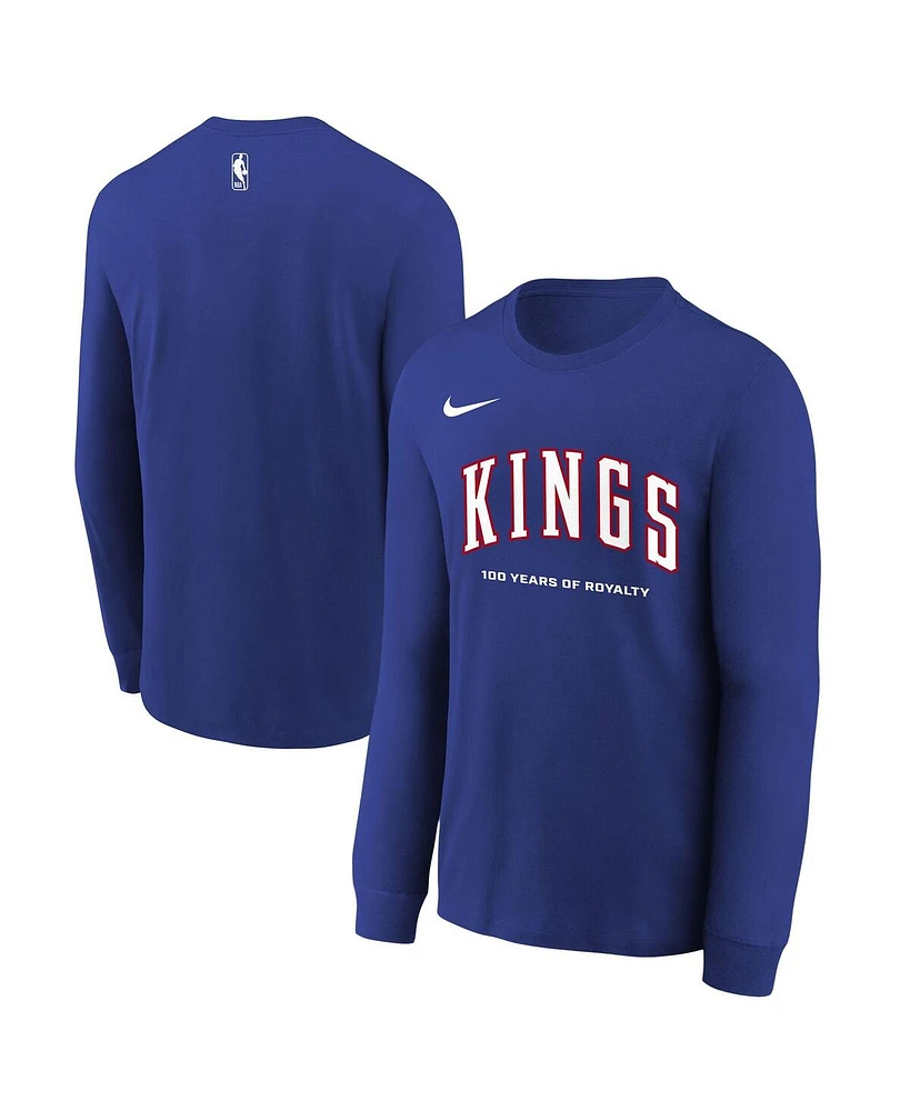 Nike Big Boys and Girls Blue Sacramento Kings 2024/25 City Edition Wordmark Performance Long Sleeve T-Shirt