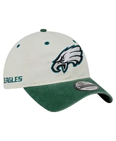 New Era Men's Cream/Midnight Green Philadelphia Eagles Classic Sidescript 9TWENTY Adjustable Hat