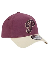 New Era Men's Maroon Philadelphia Phillies Moleskin A-Frame 9FORTY Adjustable Hat