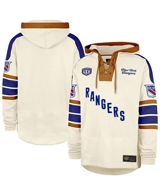 '47 Brand Men's Cream New York Rangers Blue Line Heritage Lacer Pullover Hoodie