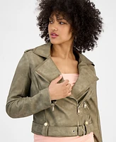 Guess Women's Concetta Faux-Leather Moto Jacket