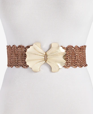 I.n.c. International Concepts Abstract Shell Buckle Stretch Straw Belt, Exclusively at Macy's