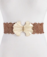 I.n.c. International Concepts Abstract Shell Buckle Stretch Straw Belt, Exclusively at Macy's