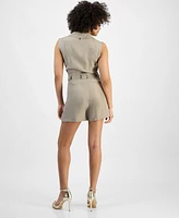 Guess Women's Amia Belted Notched-Lapel Romper
