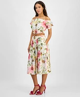 Guess Women's Elodie Floral-Print Smocked-Waist Skirt