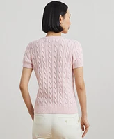 Lauren Ralph Women's Cable-Knit Cotton Short-Sleeve Sweater